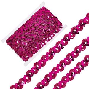 lot 26306 image: CABODYALS 12 Yards Rose Red Sequin Ribbon Paillette Bling Metallic Glitter Flat Sequins Embroidery Braid Beaded Edge Lace Ribbons Trims for Sewing Making Crafts Wrapping Wedding Christmas DIY Decor - Retail $9