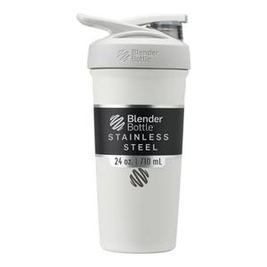 lot 26309 image: BlenderBottle Strada Shaker Cup Insulated Stainless Steel Water Bottle with Wire Whisk, 24-Ounce, White (Small Chip On Bottom) - Retail $20