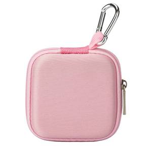 lot 26317 image: Ginsco Mini-Portable Hard Shell Square Earbuds Case for Apple EarPodsSamsung Galaxy WiredWireless Earbuds, Cell Phone Accessories Organizer with Carabiner for Earphones (1, Pink) - Retail $5