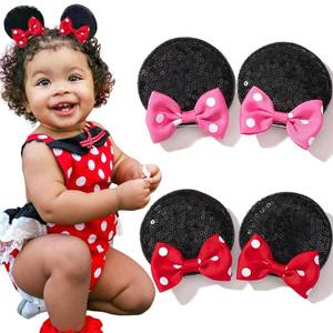 lot 26342 image: Ayesha Mouse Ears Hair Clips Mouse Ears for Girls Sequin Mouse Bows Barrettes Mice Ears Polka Dot Bows Mouse Hair Accessories for Kids Costume Party 4PCS - Retail $9
