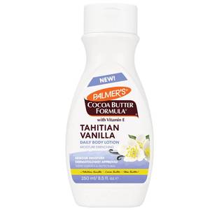 lot 26358 image: Palmers Cocoa Butter Formula Tahitian Vanilla Body Lotion, 8.5 Oz, Daily Moisturizing Lotion for Dry Skin with Shea Butter & Vitamin E, Hydrates & Protects, Helps Provide 48-Hour Deep Moisture - Retail $5
