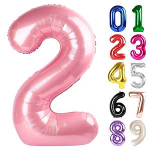 lot 31180 image: 2 Balloon - Pearlescent Pink Birthday Number Balloons, 40 Inch Large Foil Balloons for Men Women Boys Girls Pearlescent Pink Themed Birthday Decorations - Retail $4