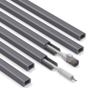 lot 31184 image: ZhiYo 85in Cord Covers for Wires on Wall, 1 Mini Cord Hider Wall, Self-Adhesive Wire Covers for Cords, Paintable TV Cable Hider Cable Management Kit, 6X L14.2in, W0.46in H0.3in, CMR05 Gray - Retail $8