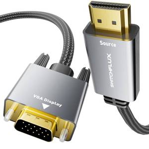 lot 31188 image: HDMI to VGA Adapter Cable 6FT Metal Case, Nylon Cable 1080P60Hz HDMI Male to VGA Male Uni-Directional Braided Cord for Computer, Laptop, Monitor, Roku, Xbox, Graphics Card More - Retail $9