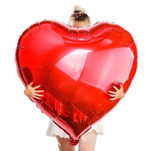 lot 31190 image: 4 Pcs 32 Big Red Heart Foil Balloons, Big Giant Jumbo Heart Shaped Mylar Aluminium Decoration for Girl Valentines Day Surprise Birthday Wedding - Retail $8