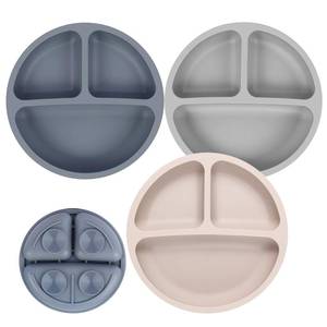 lot 31197 image: Eascrozn Toddler Plates, 3 Pack Divided Baby Plates with Suction, Food Grade Silicone Baby Led Weaning Supplies, BPA Free, Non-Slip, Microwave and Dishwasher Safe - Retail $8
