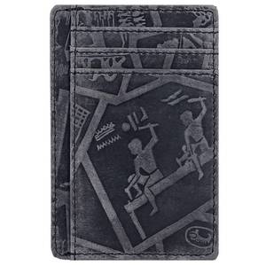 lot 31208 image: Oak Leathers Leather Slim Minimalist Wallet for Men & Women RFID Front Pocket Leather Card Holder Wallets (Egyptian Blue) - Retail $10