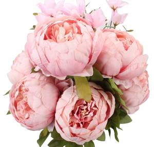 lot 31213 image: Duovlo Springs Flowers Artificial Silk Peony Bouquets Wedding Home Decoration,Pack of 1 (Spring Light Pink) - Retail $17