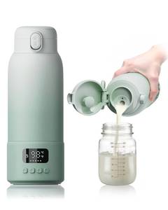 lot 32602 image: Portable Bottle Warmer Extended Battery Life - Dual Heating Modes for Breast Milk & Water, 17 Ounces, Fast Heating, Ideal for Travel, Outdoor, Baby Shower, Green - Retail $56