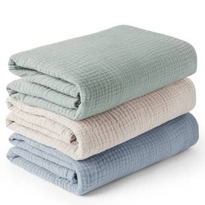 lot 32623 image: Konssy 3 Pack Muslin Swaddle Blankets for Unisex, Newborn Receiving Blanket, Large 47 x 47 inches, Soft Breathable Muslin Baby Swaddles for Boys & Girls - Retail $27