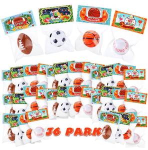 lot 32633 image: Zhanmai 36 Pcs Valentines Day Sport Stress Balls with Gift Cards for Kids Valentines Basketball Baseball Football Party Favors Supplies for Stuffers Pi�ata Filler Classroom School Exchange Prize - Retail $19