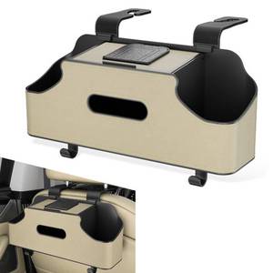 lot 32635 image: Pinflaw 1 PC Car Seat Back Storage Box, 11.42 x 3.35 x 4.92 Hanging Fashionable Multifunctional Storage Rack, Easy to Clean and Durable Travel Accessories, Universal for Most Cars (Beige) - Retail $11