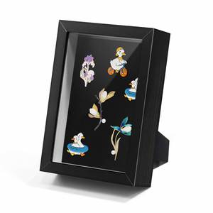 lot 32645 image: Black Lapel Pin Display Case, 6x8 Shadow Box Frame for Walls and Desktops,Shadow Box for Pins, Enamel Pin Display Frame Black 6x8 1Pack - Retail $18