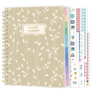 lot 32646 image: SUNEE 2026 Budget Planner - Deluxe Monthly Budget Book from JAN 2026 - DEC 2026, Bill Organizer with 12-Pockets, Expense Tracker Notebook B5 Size (8 x 10), Finance Planner with Stickers, Sage Vine