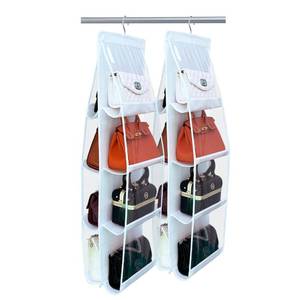 lot 32662 image: Zebricolo, purse organizer, 2 Pack,purse organizer for closet, Upgrade Larger8 Pockets, hand bag storage organizer, thicken Metal Hooks, bag organizer, purse hanger White - Retail $19