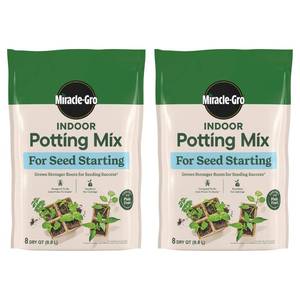 lot 62144 image: Miracle-Gro Indoor Potting Mix for Seed Starting, For Starting Vegetable, Flower, and Herb Seeds Indoors, Excellent for Cuttings, 8 qt. (2-Pack) - Retail $10