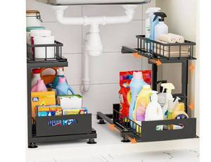lot 61980 image: Under Sink Organizer Pull Out Cabinet Storage Shelf - Retail $25