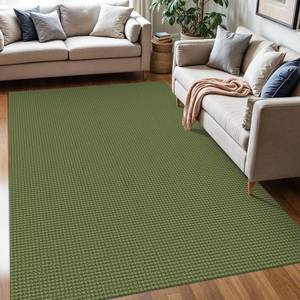 lot 61983 image: KOZYFLY Washable Area Rug 5x7 ft Rubber Backed Non Slip Rugs for Living Room Braided Cotton Bedroom Rug Woven Office Rugs Indoor Floor Carpets for Dining Bedroom Living Room, Reddish BrownCoffee 5x7 - Retail $370
