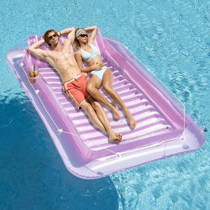 lot 61997 image: Inflatable Pool Floats Lounger for Adults, Blow Up Tanning Pool Raft Sun Tan Tub with Inflatable Pillow for Family Outdoor, Garden, Backyard Summer Water Party (Pink) -