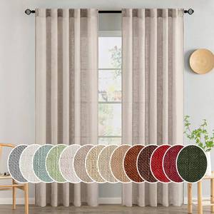 lot 2793 image: MIULEE Natural Linen Curtains 84 Inch Length 2 Panels for Bedroom Living Room, Soft Linen Textured Window Drapes Semi Sheer Light Filtering Back Tab Rod Pocket Farmhouse Modern Burlap Look Decor