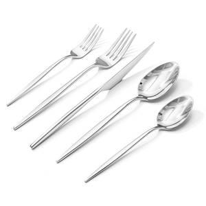 lot 2798 image: KINGSTONE Silverware Set, 40-Piece Flatware Set Cutlery Set Premium 1810 Stainless Steel, Tableware Include Forks Knives Spoons for Home Kitchen Restaurant Wedding, Dishwasher Safe Platinum