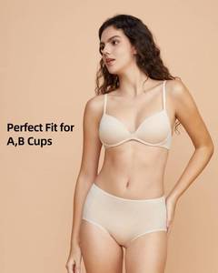 lot 2807 image: Zoe Jacobs Push Up Bra for Women, Wireless Deep V Plunge Bras Padded T-Shirt Bra with Lightly Lift Support, Everyday Comfort Fit for Small Breasted Women Nude