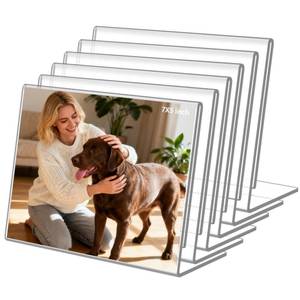 lot 2812 image: DESONAUT 6 Pack 7x 5 Clear Acrylic Self Standing Picture Frames Photo Frame Stand Perfect for Showcasing Memories Tabletop Display for Home or Office D�cor Horizontal