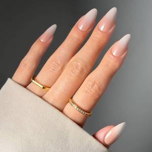 lot 2823 image: Glamnetic Press On Nails - Medium Almond Fake Nails, Glazed Nude Ombr� Nails, Frosted Chai  15 Sizes - 30 Nail Kit with Glue