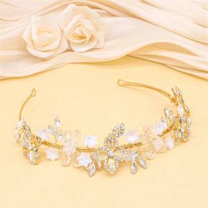 lot 2826 image: Oriamour Flower Girl Headband Crystal Wedding Headpiece For Birthday, Princess Teen Girls Hair Accessories For First Communion, Wedding (Gold, 14)