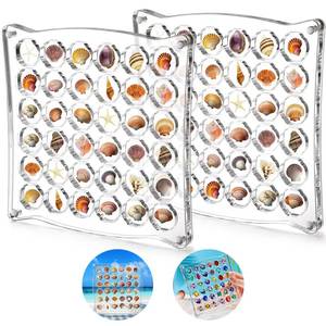 lot 2832 image: Yarlung 2 Pack Acrylic Magnetic Seashell Display Case, 36 Grids Clear Shadow Box for Tiny Treasure, Seashell Collecting Case, Mini Diamond Gemstone Storage Beads Organizer