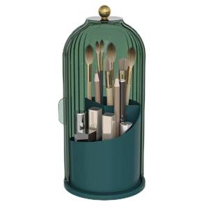 lot 2839 image: Emljkvp Makeup Brush Holder with Dustproof Cover 360 Rotating Makeup Brush Organizer for Vanity Bathroom, All Green