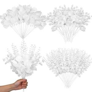 lot 2841 image: Giegxin 90 Pcs 3 Kinds Mixed Artificial Eucalyptus Leaves Stems Bulk Silver Dollar Leaves Picks Dried Eucalyptus Bundle Faux Spray for Wedding Vase Bouquet Floral Arrangement (White)