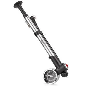 lot 2844 image: CXWXC Shock Pump for Mountain Bike- High Pressure Suspension Pump 300PSI - Front Fork and Rear Bicycle Suspension Air Shocks with Gauge, No Loss Air Pump (Silver)