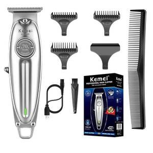 lot 2855 image: KEMEI Professional Beard and Hair Trimmer for Men, Cordless T-Blade Trimmers, Electric Hair Clippers for Barbers and Stylists, All Body Grooming Model 1949