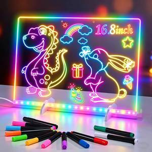 lot 2863 image: BlueSwan Led Drawing Board for Kids, 16.8 Led Painting Sets with 12 Watercolors, 4 Modes & 10 Light Effects Light Up Acrylic Dry Erase Arts Kits, Coloring Books Birthday Gifts for Girls Boys Age 3