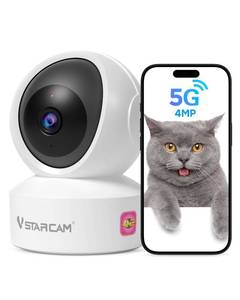 lot 2866 image: VSTARCAM 5G Security Camera Indoor, 4MP 2.5K Pet Camera with Speaker for DogCat, Baby Monitor with Phone App, Dual-Band WiFi, Auto Tracking, IR Night Vision, 2-Way Talk, Cloud & SD Card Storage