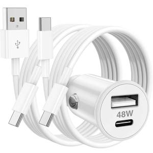 lot 2869 image: 48W USB C Car Charger for iPhone 17 16 15 Pro Max, 48W Dual Port USB-C & USB-A Car Fast Charging Adapter, 2X3FT C to C Cable & A to C Carplay Cable for iPhone 17 16 15 SeriesiPhone Air, iPad, Samsung