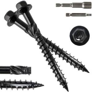 lot 2872 image: #14 x 3 Wood Structural Screws 50 Pack Hex Head Lag Screws, Rust Resistant Timber Screws for TimberLogLandscaping Wood (Black)