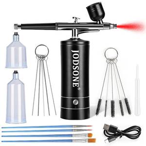 lot 2881 image: JODSONE Airbrush Kit Rechargeable with Spray Compressor 3 Air Pressure Adjustment Cordless Air Brush for Nail Art Makeup Cake Decorating and Model Painting Black