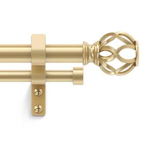 lot 2903 image: Wolistsa Double Curtain Rod 36-76 Inch, Gold Dual Curtain Rods with Decorative Aluminium Twisted Cage Finial, 1 Inch Adjustable Heavy Duty Telescopic Spliced Window Treatment Rods, All Metal