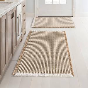 lot 2909 image: MIULEE Set of 2 Waffle Bathroom Rugs, Boho Bath Rugs Non Slip Washable, Super Absorbent Bath Mats, Ultra Soft Rubber Backed Shower Mats for Bathroom Floor, Tub, Brown & White, 17x2418x30