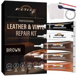 lot 2911 image: Brown Leather & Vinyl Repair Kit, Faux Leather Couch Repair Kit for Cat Scratch, Rips, Cracks on Couch, Sofa, Furniture, Car Seats, Shoes, Jacket, Purse, for Artificial, Bonded, Genuine Pleather