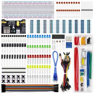 lot 2914 image: REXQualis Electronics Component Fun Kit wPower Supply Module, Jumper Wire, 830 tie-Points Breadboard, Precision Potentiometer,Resistor Compatible with Arduino, Raspberry Pi, STM32