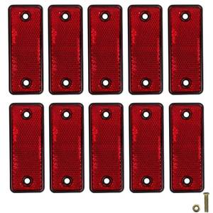 lot 2923 image: WUSHIXAN 10 Pack Red Screw on Rectangular Reflectors for Mailbox, Motobikes, Trailers, Trucks, Boats, Suvs, RVs