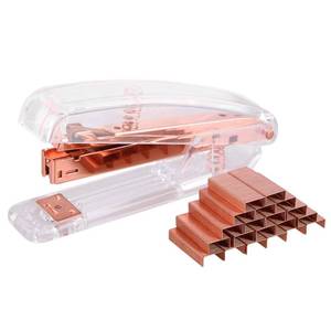 lot 3003 image: Alsisk Stapler,Clear Desk Stapler with 1000 Pieces Staples - Rose Gold (Stapler)