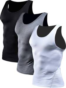 lot 3017 image: NELEUS Mens 3 Pack Athletic Compression Under Base Layer Sport Tank Top,01,Black,Grey,White,L,EUR XL