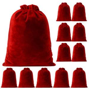 lot 3019 image: Sweetude 12 Pcs Christmas Large Red Velvet Drawstring Gifts Bags 12 x 16 Inch Christmas Red Velvet Gift Bags for Wrapping Treat Sacks Burgundy Pouch Gift Bag for Xmas Party Holiday Favors