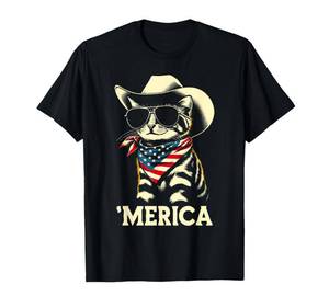 lot 3030 image: USA Merica Cat 4th of July Men Women Kids Funny Patriotic T-Shirt XS