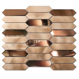 lot 3044 image: Primoon Gold Tile Long Hexagon Mosaic Tiles for Kitchen Backsplash Wall Bath Shower Floor Real Metal Tile 5 Sheets