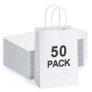 lot 3047 image: BagDream Small Gift Bags with Handles 40Pcs 5.25x3x8 Inches Kraft Paper Bags Bulk for Party Favor, Retail, Merchandise, Wedding, Gifts, Recyclable White Paper Sacks